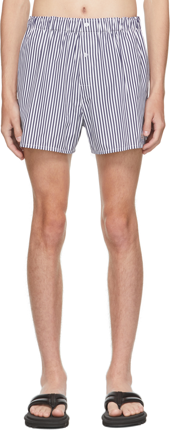 Coperni SSENSE Exclusive Navy & White Striped Boxer Shorts