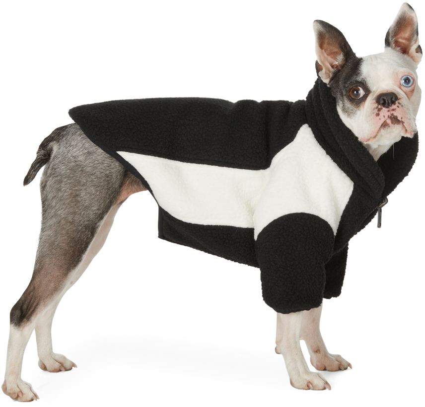 We11 Done Ssense Exclusive Reversible Black & Off-white Oversized Fleece Dog Jacket In Black/white