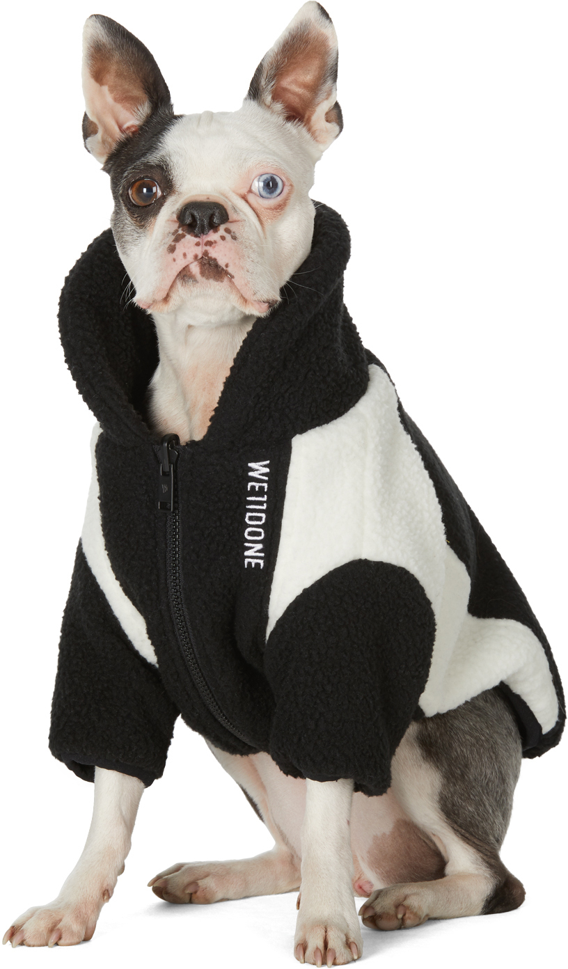 We11 Done Ssense Exclusive Reversible Black & Off-white Oversized Fleece Dog Jacket In Black/white