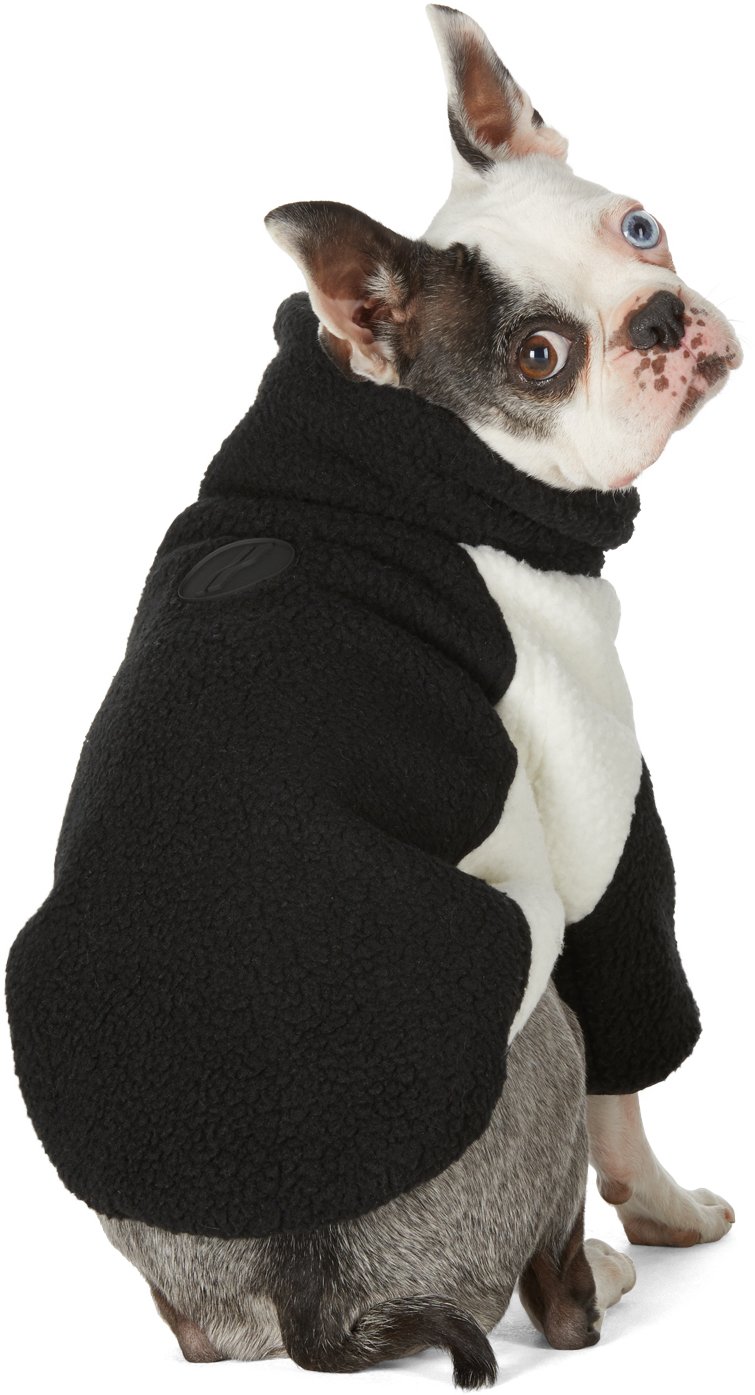 We11 Done Ssense Exclusive Reversible Black & Off-white Oversized Fleece Dog Jacket In Black/white