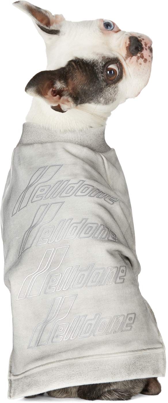 We11 Done Ssense Exclusive Grey Logo Sweatshirt In Silver