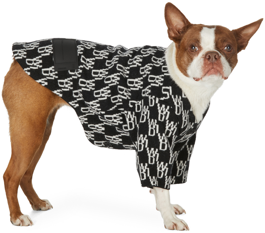 We11 Done Ssense Exclusive Black & White Jacquard Wd1 Logo Cardigan In Black/white