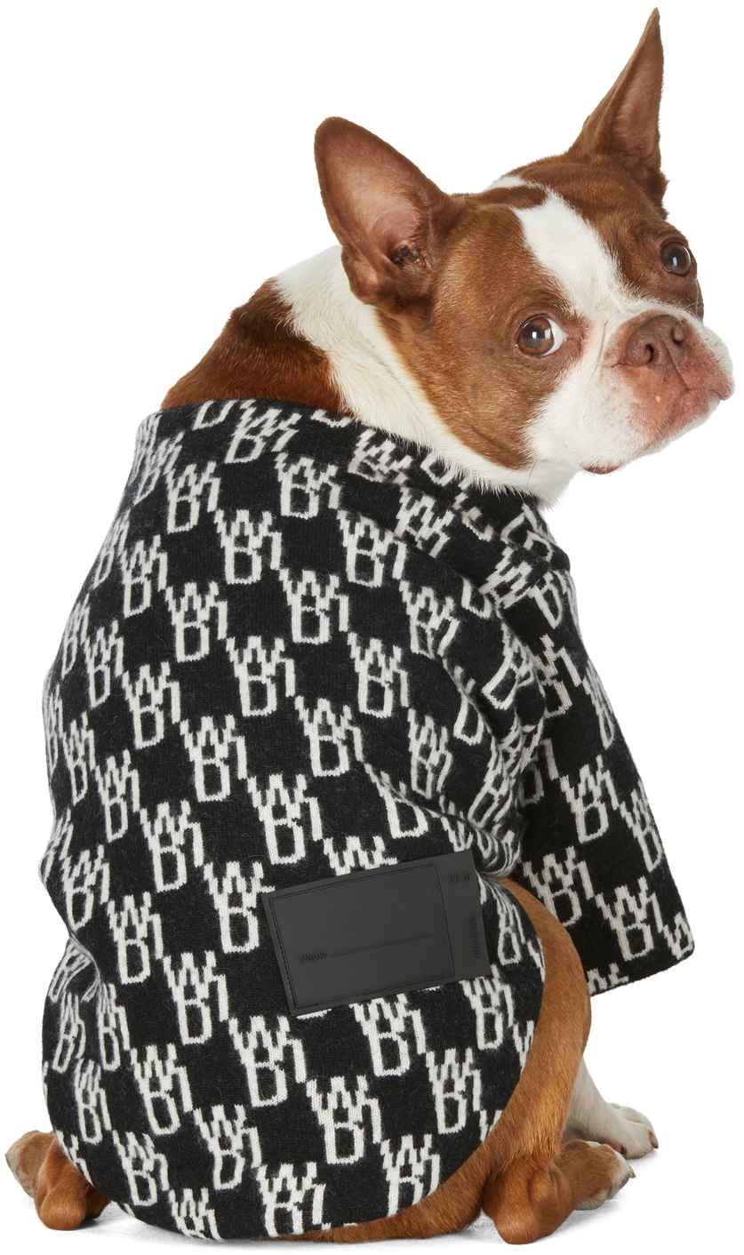 We11 Done Ssense Exclusive Black & White Jacquard Wd1 Logo Cardigan In Black/white