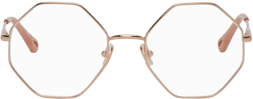 Chloé Rose Gold Octagonal Glasses Ssense 5115