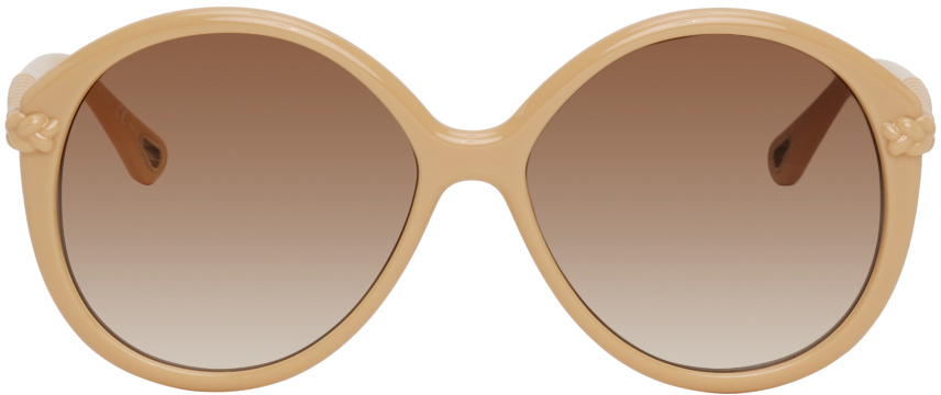 Chloï¿½ Beige Braided Billie Round Sunglasses