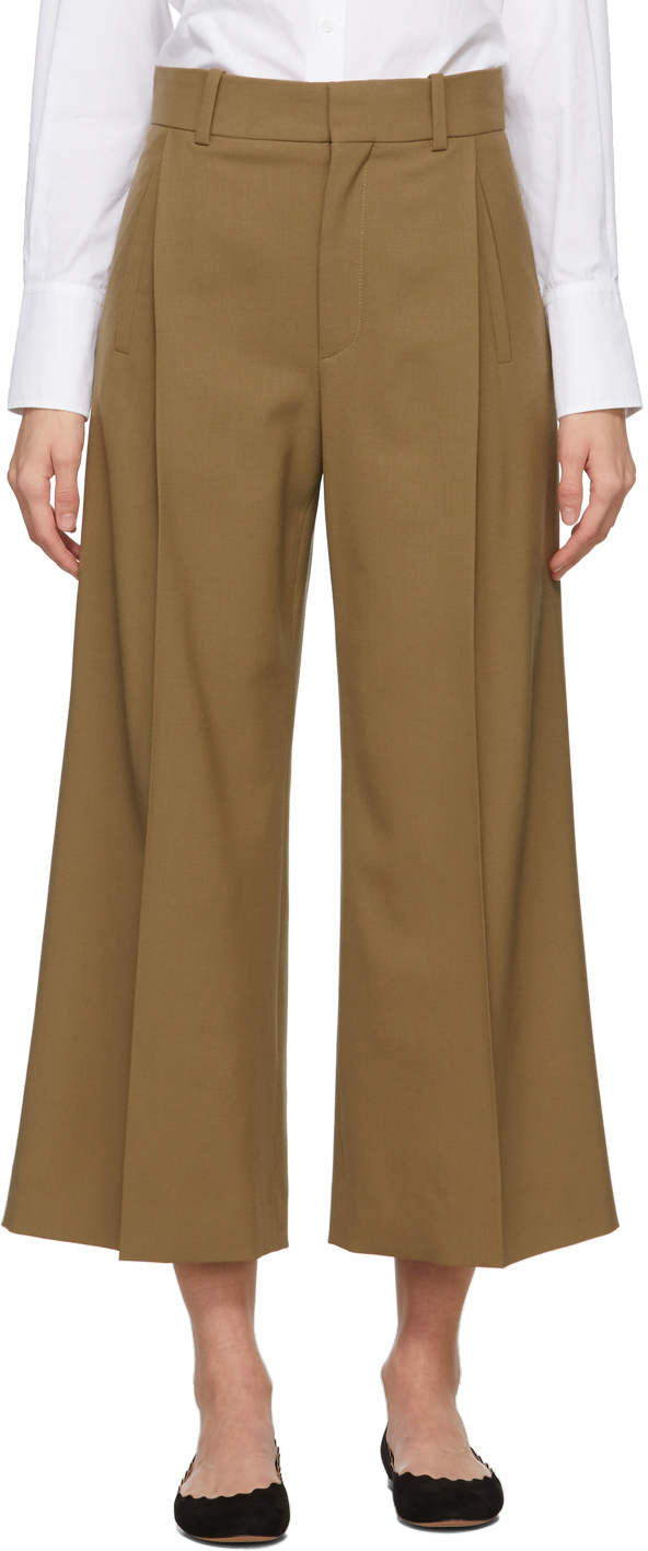 wool wide leg cropped pants
