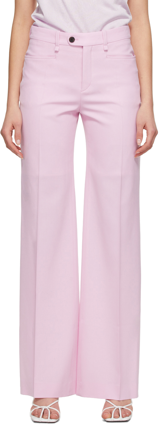 Chloé: Pink Grain De Poudre Flared Trousers | SSENSE UK