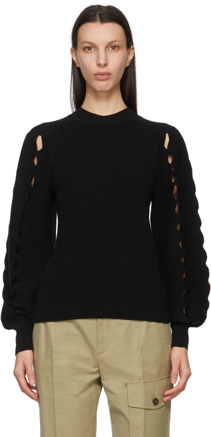 Chloé Black Scalloped Sleeve Sweater