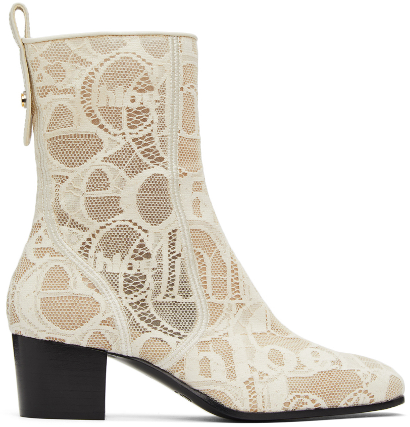 Chloé Off-White Lace Goldee Boots