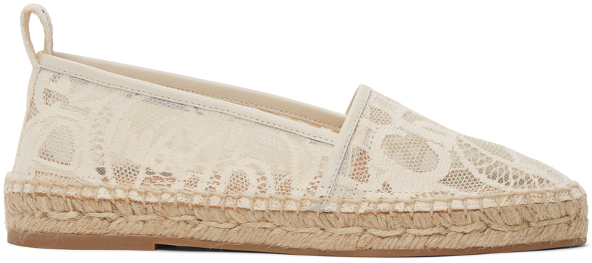 CHLOÉ BEIGE LACE WOODY ESPADRILLES