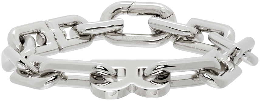 Silver Thin B Chain Bracelet