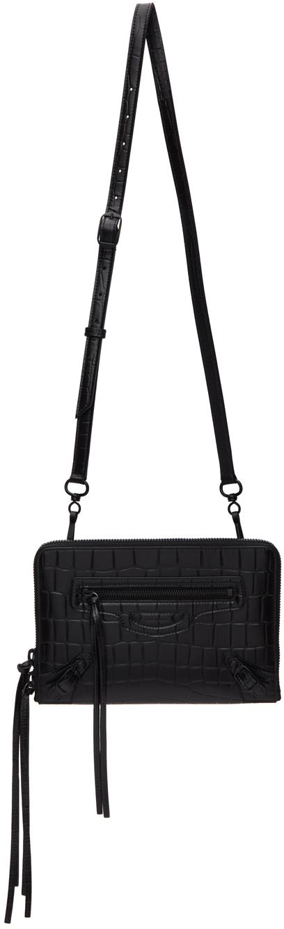 Balenciaga Black Croc Small Neo Classic Bag