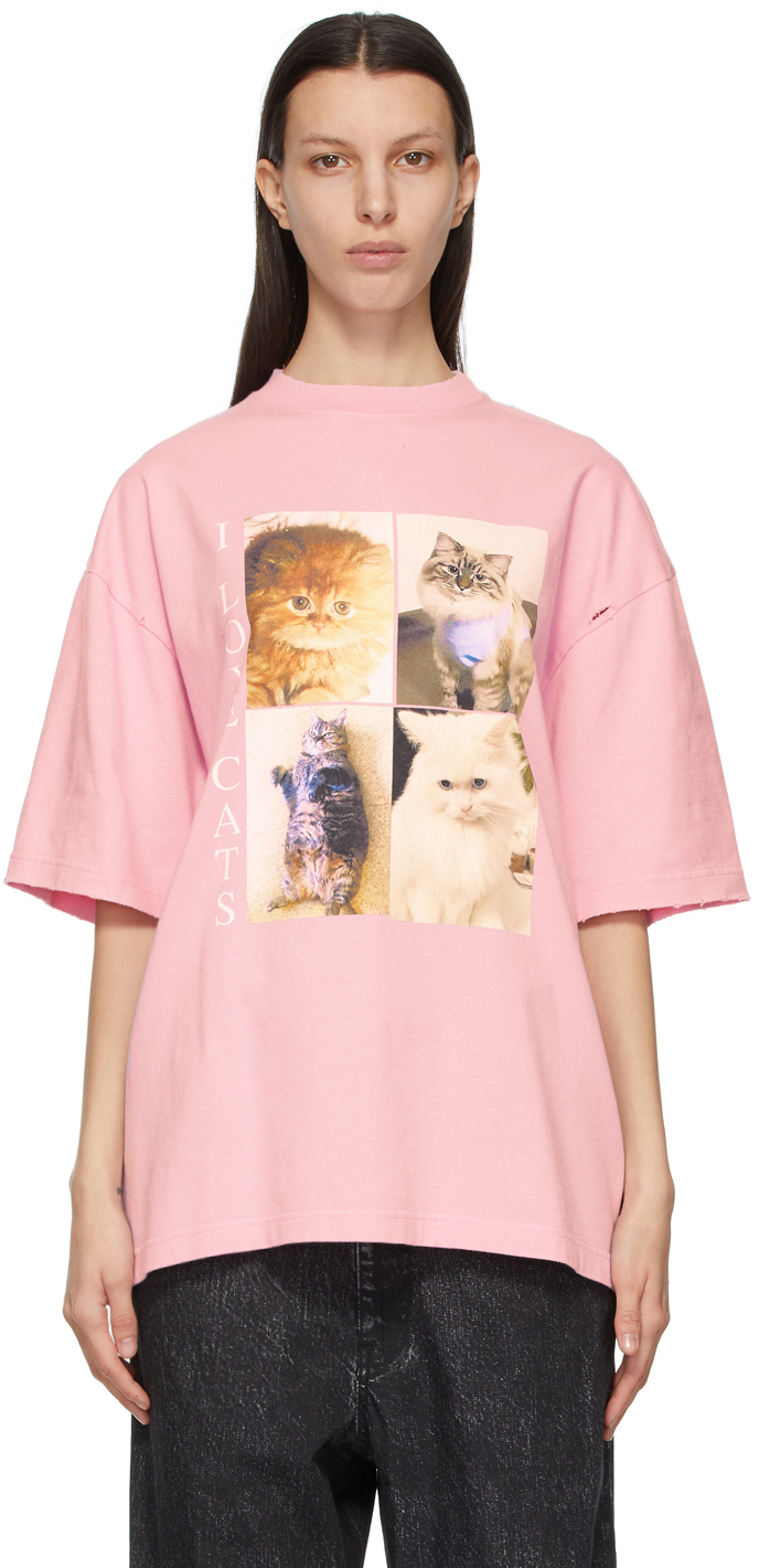 Balenciaga Pink I LOVE PETS XL Fit 'I Love Cats' T-Shirt