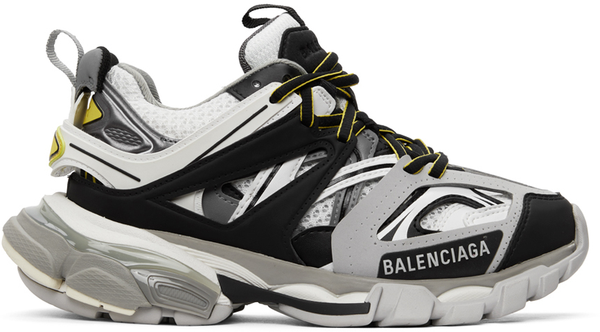 Balenciaga: Baskets grises et jaunes Track | SSENSE France