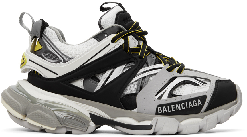 Balenciaga: Grey & Yellow Track Sneakers | SSENSE
