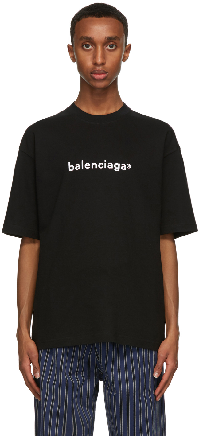 Balenciaga: Black New Copyright Large Fit T-Shirt | SSENSE
