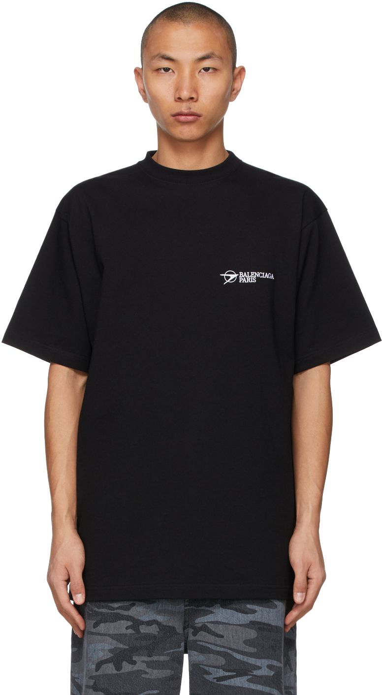 Balenciaga: Black Corporate Medium Fit T-Shirt | SSENSE UK