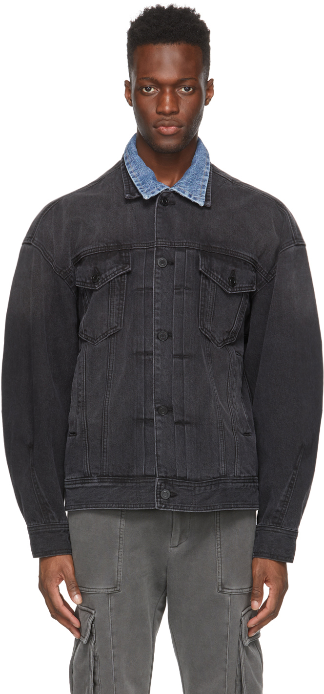 Juun.J Black Denim Layered Trucker Jacket