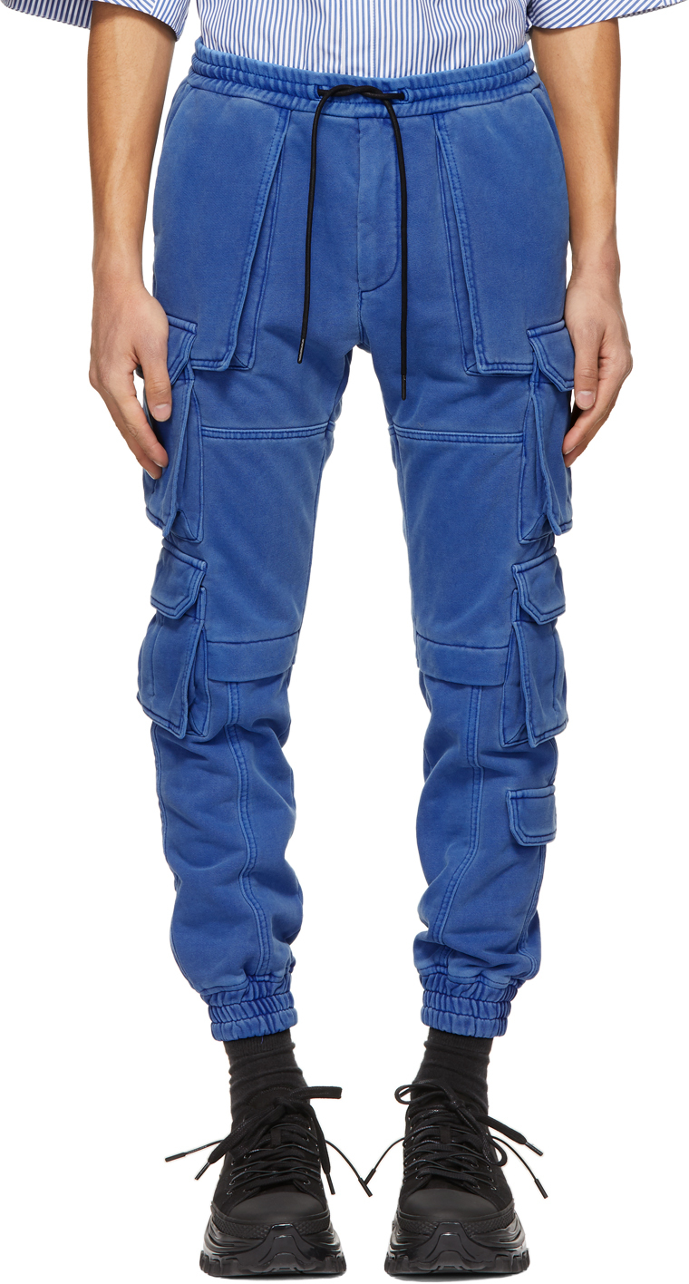 Juun.J Blue French Terry Multi-Pocket Jogger Cargo Pants