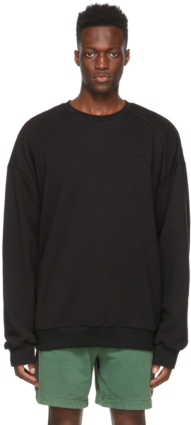 Juun.J: Black Side-Seam Zip Sweatshirt | SSENSE