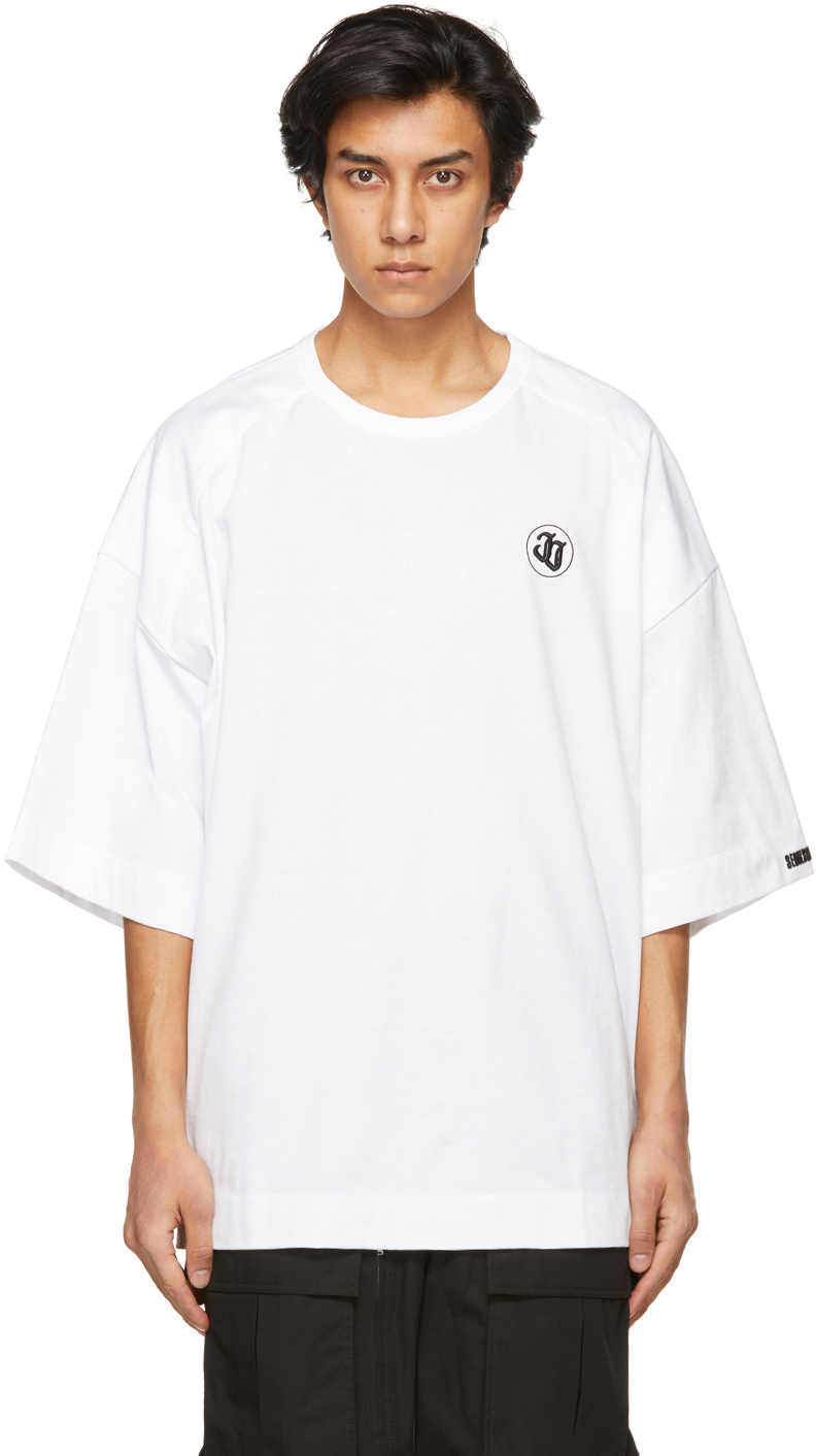 Juun.J White Embroidered Logo T-Shirt