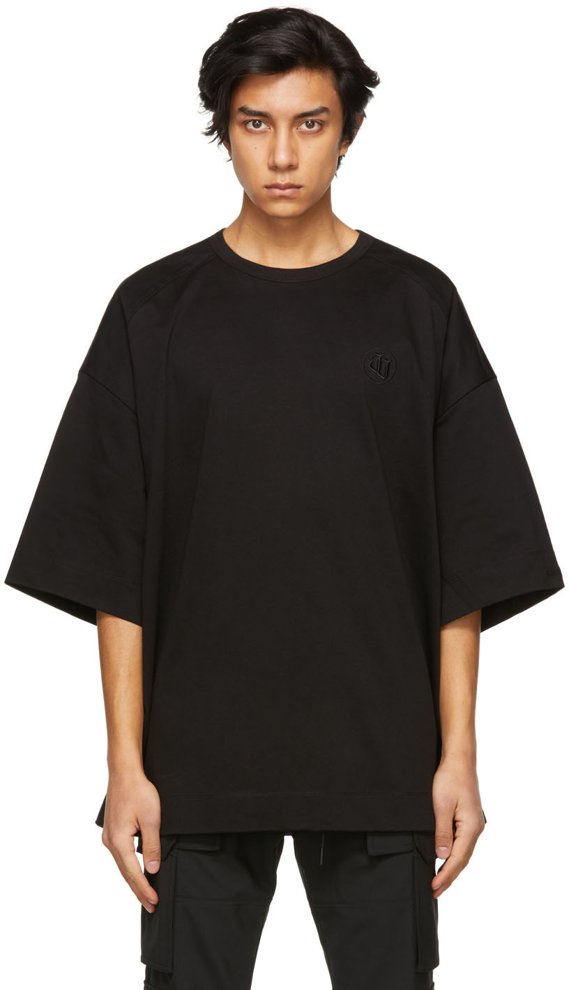 Juun.J Black Embroidered Logo T-Shirt