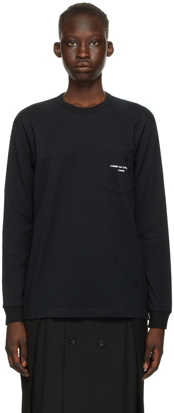 Comme des Garçons Homme Plus Black Logo Pocket Long Sleeve T-Shirt