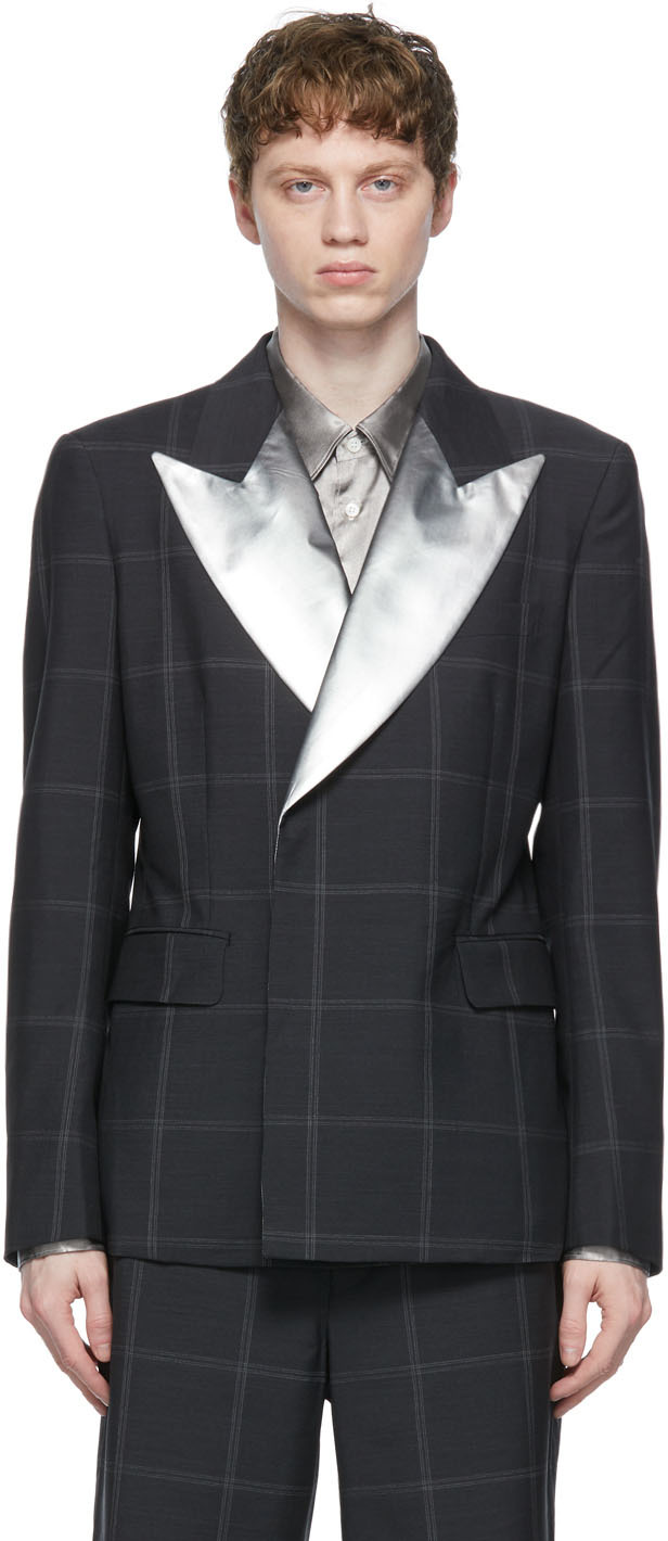 grey windowpane blazer
