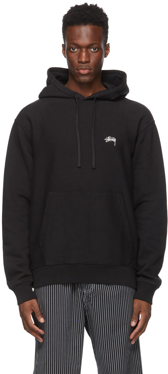 Stüssy: Black Overdyed Hoodie | SSENSE