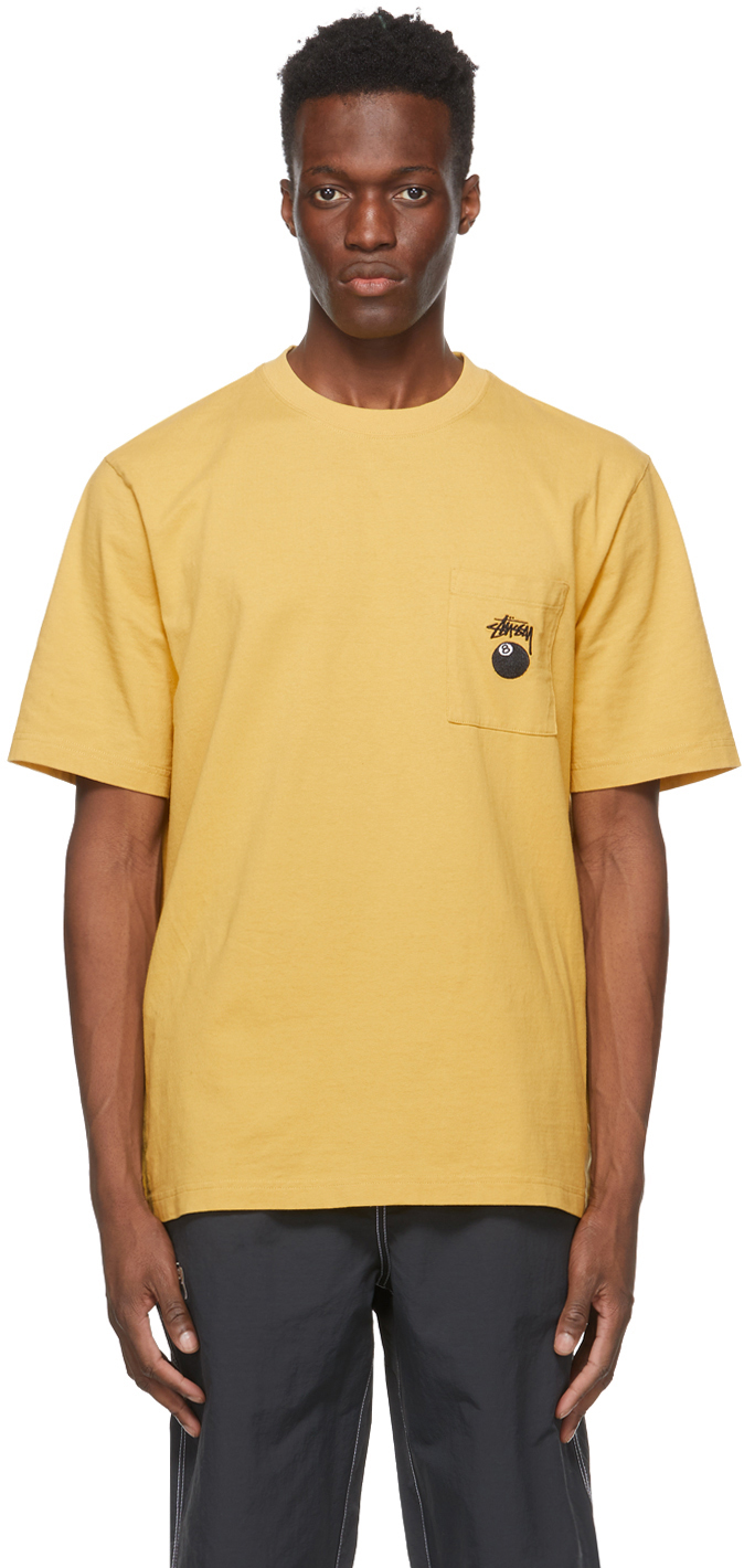 Stüssy: Yellow 8 Ball Pocket T-Shirt | SSENSE