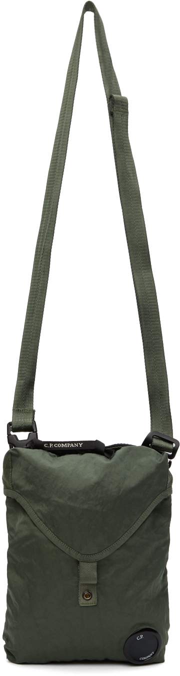 C.P. Company: Khaki Nylon B Garment-Dyed Crossbody Bag | SSENSE