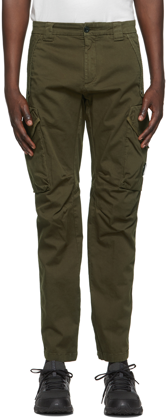 Green Stretch Sateen Garment-Dyed Utility Cargo Pants by C.P. Company ...
