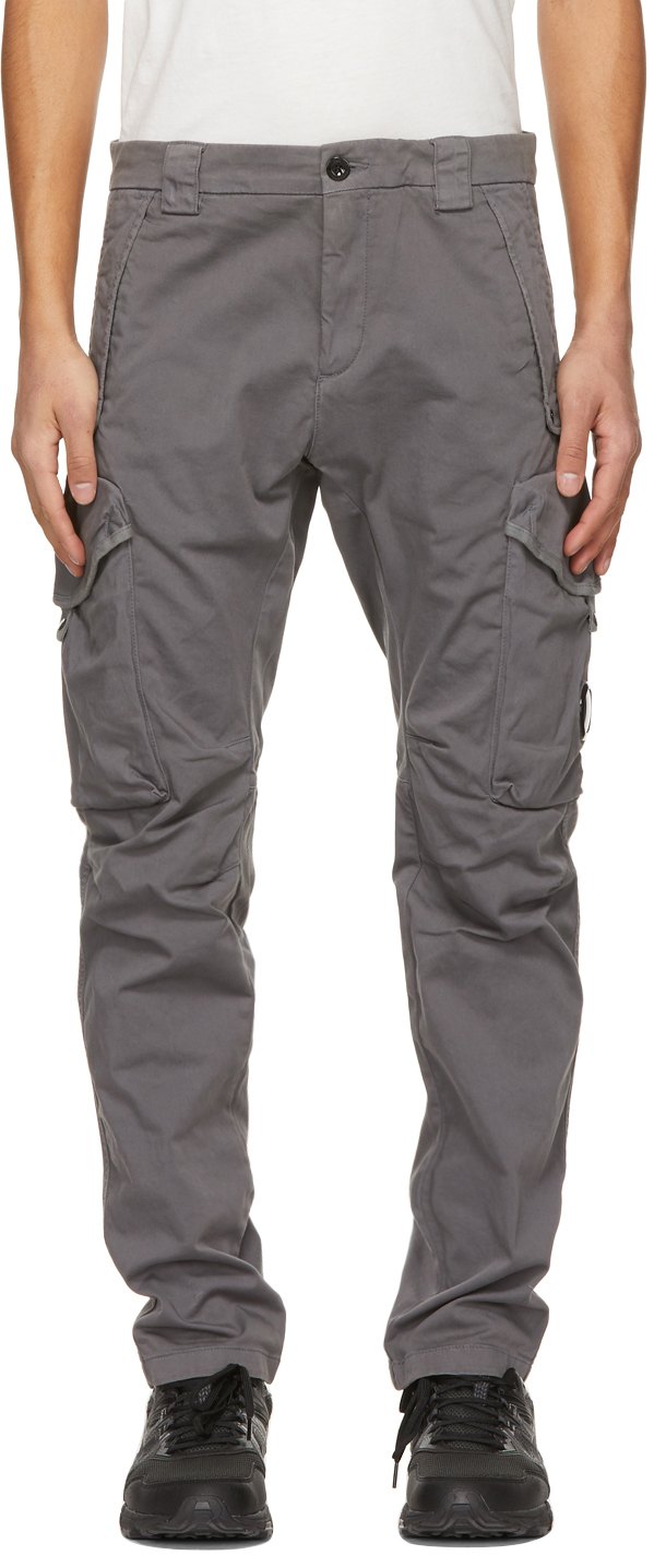 C.P. Company: Grey Stretch Sateen Garment-Dyed Utility Cargo Pants ...