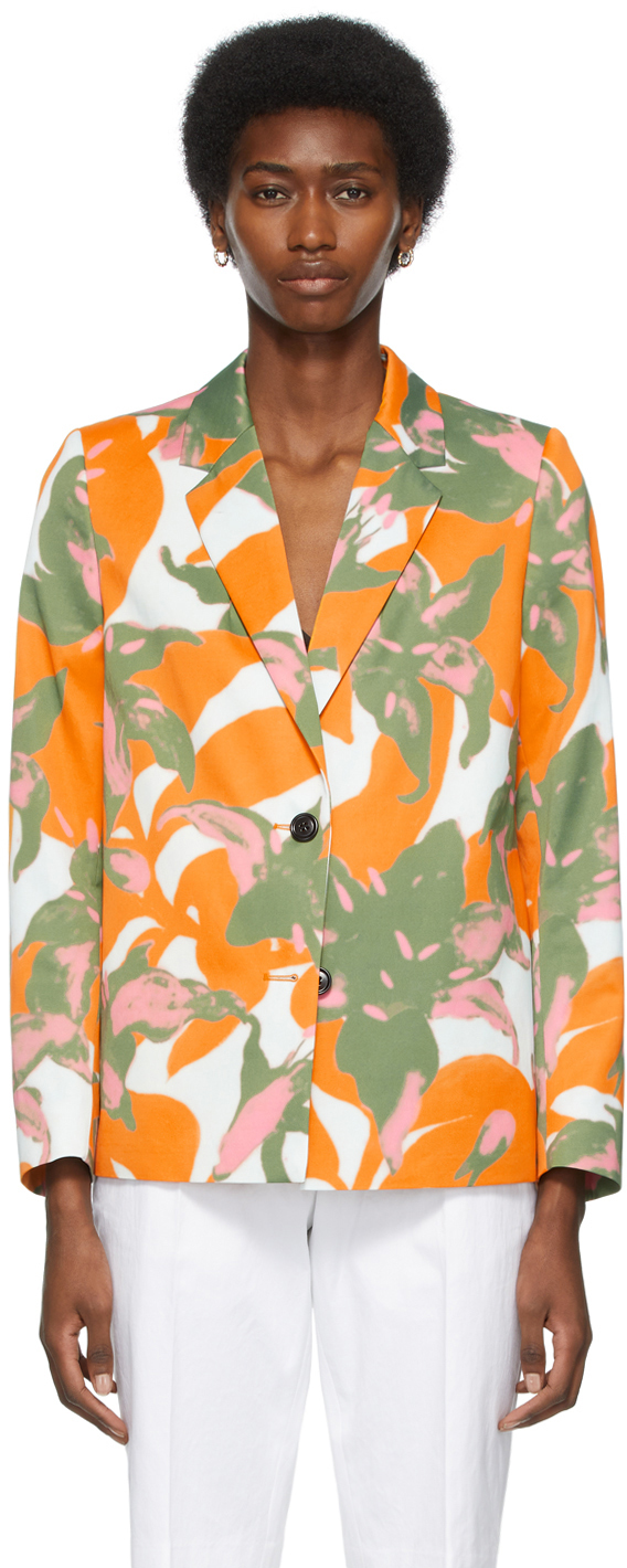 orange floral blazer