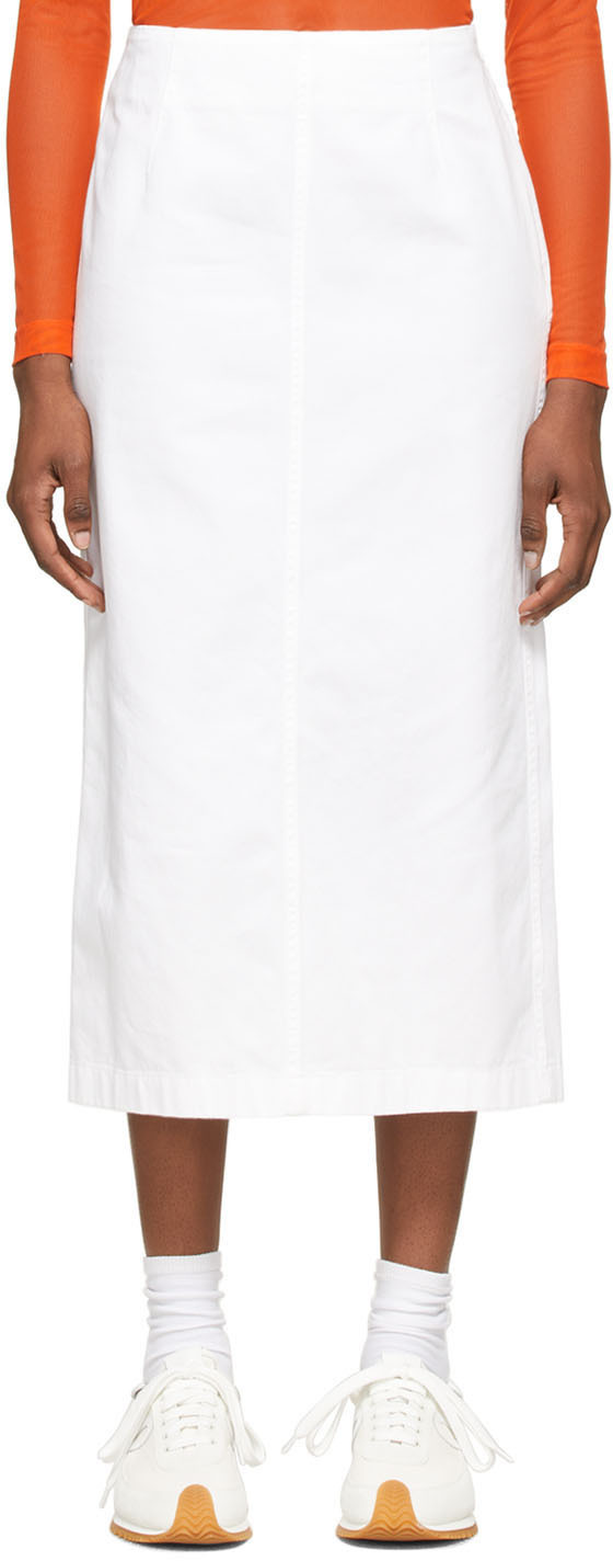 Dries Van Noten White Cotton Twill Skirt