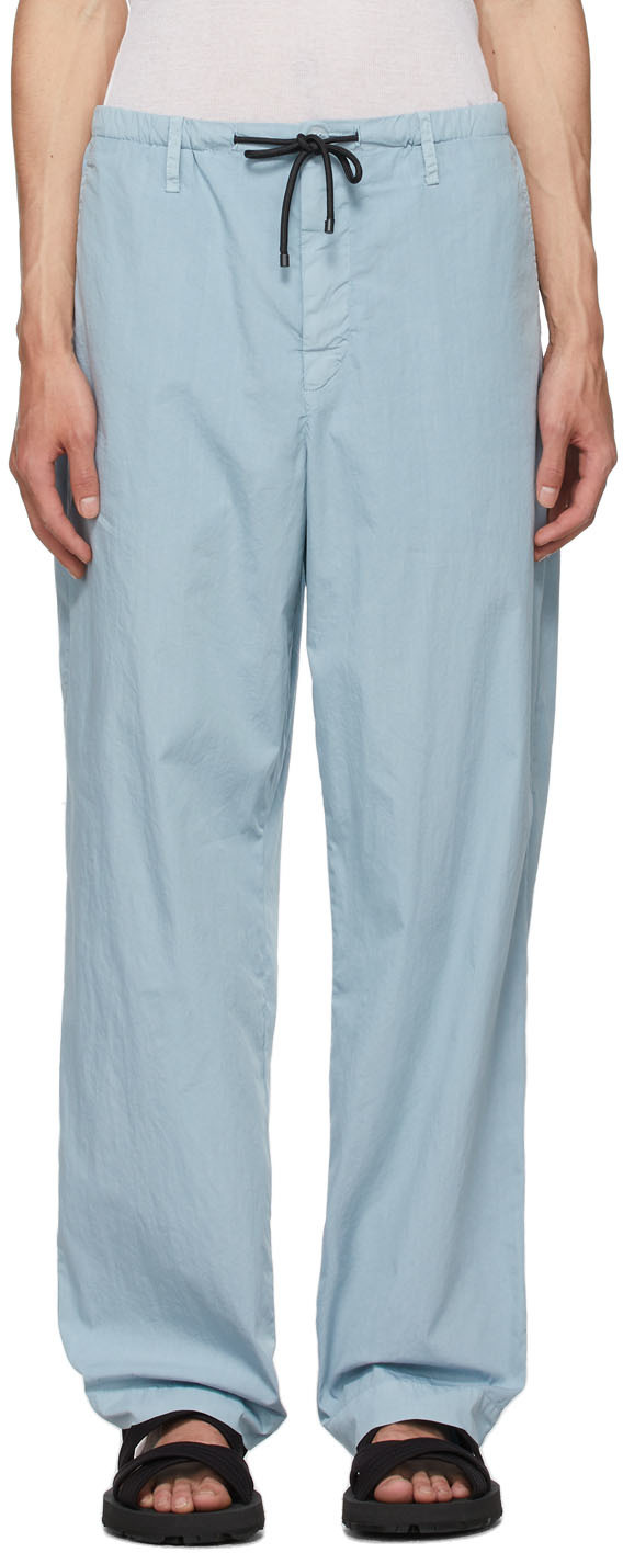Dries Van Noten Blue Cotton & Nylon Trousers