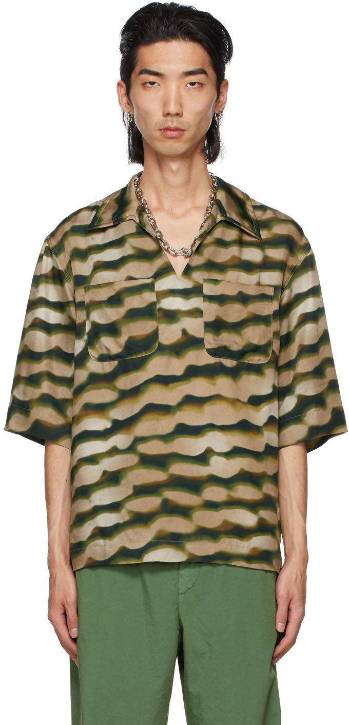 Dries Van Noten: Khaki Len Lye Edition Graphic Short Sleeve Shirt