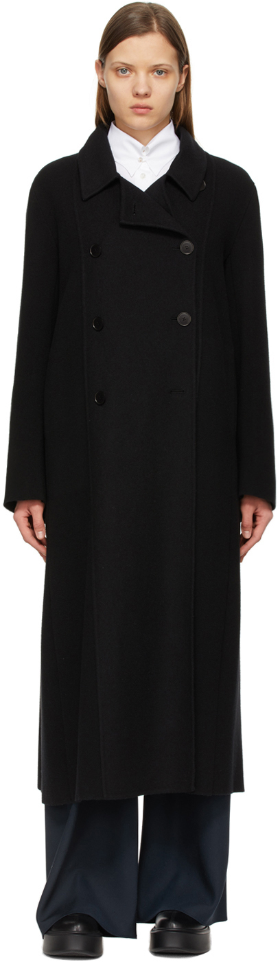 The Row Black Cashmere Cilona Double Breasted Coat 211359F059002