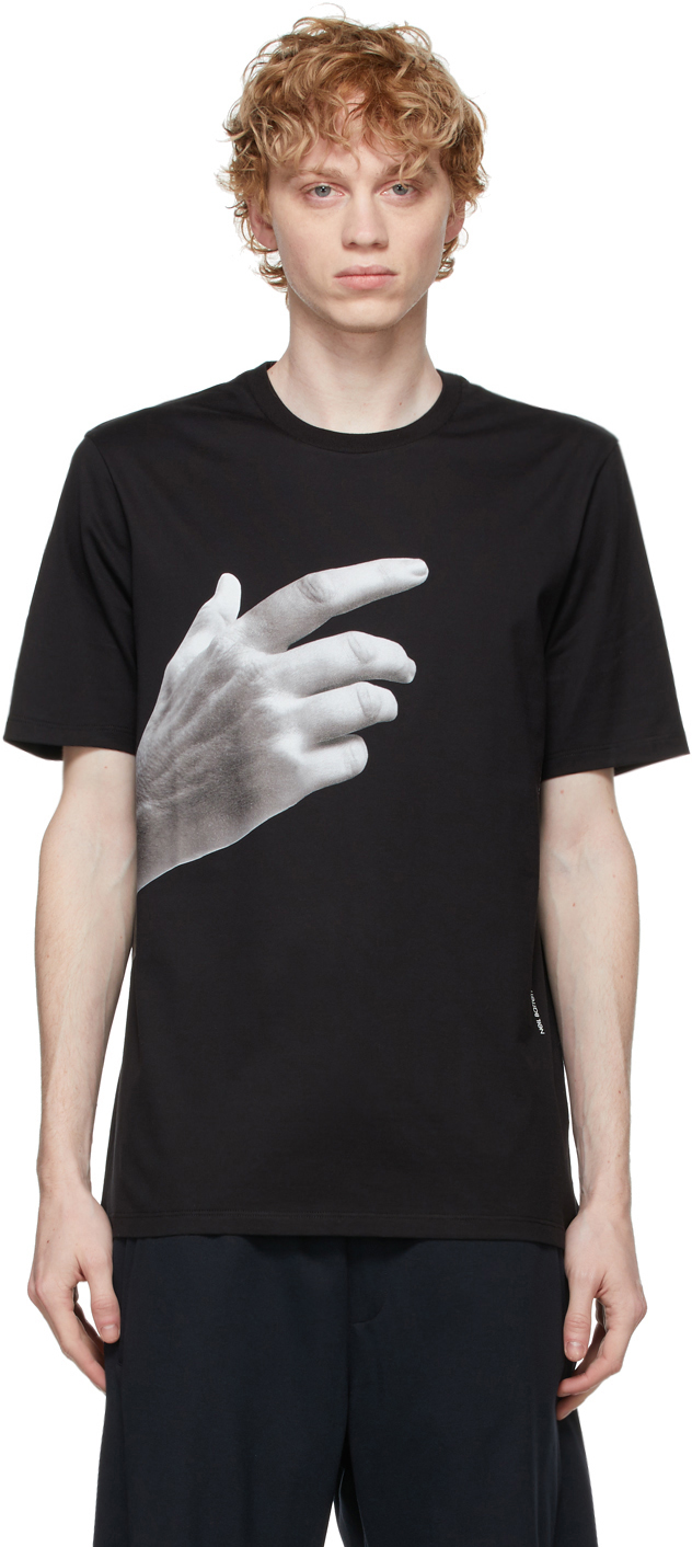 Neil Barrett: Black 'The Other Hand' T-Shirt | SSENSE Canada