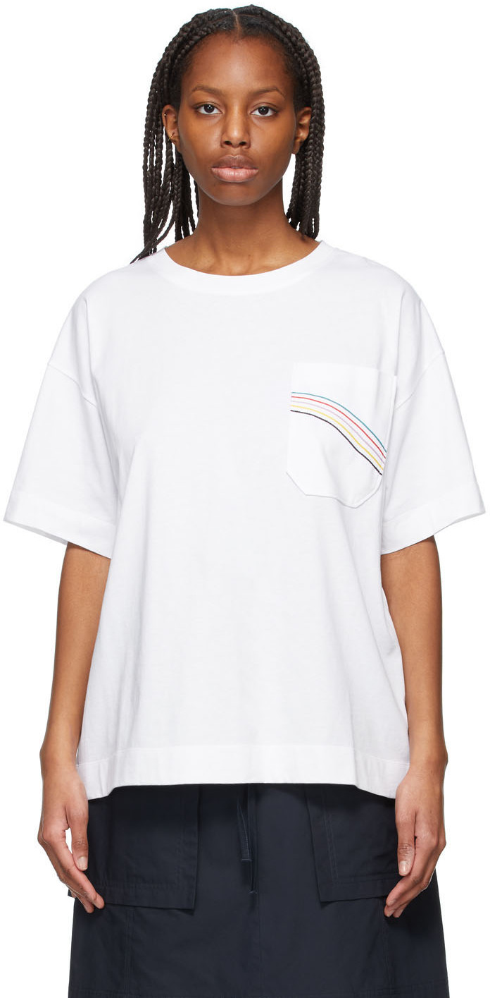 White Rainbow Pocket T-Shirt by See by 