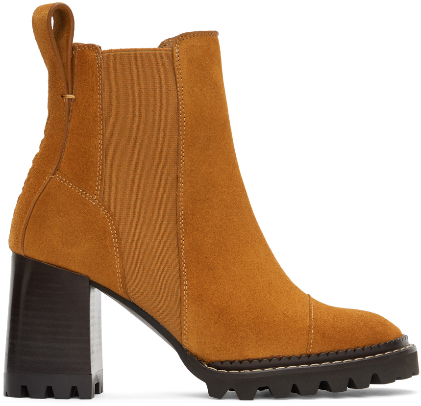 heeled boots tan