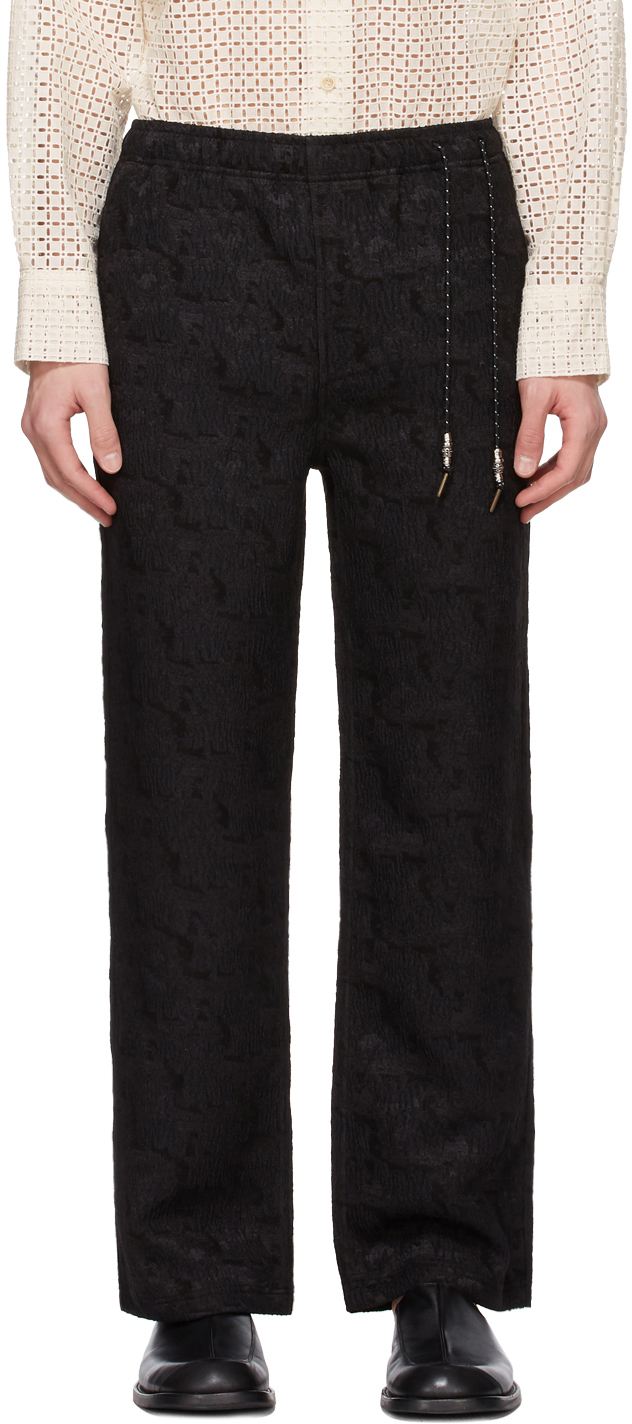 Andersson Bell: Black Jacquard Lounge Pants | SSENSE