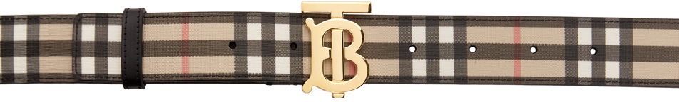 Burberry Beige E-Canvas Vintage Check Monogram Belt