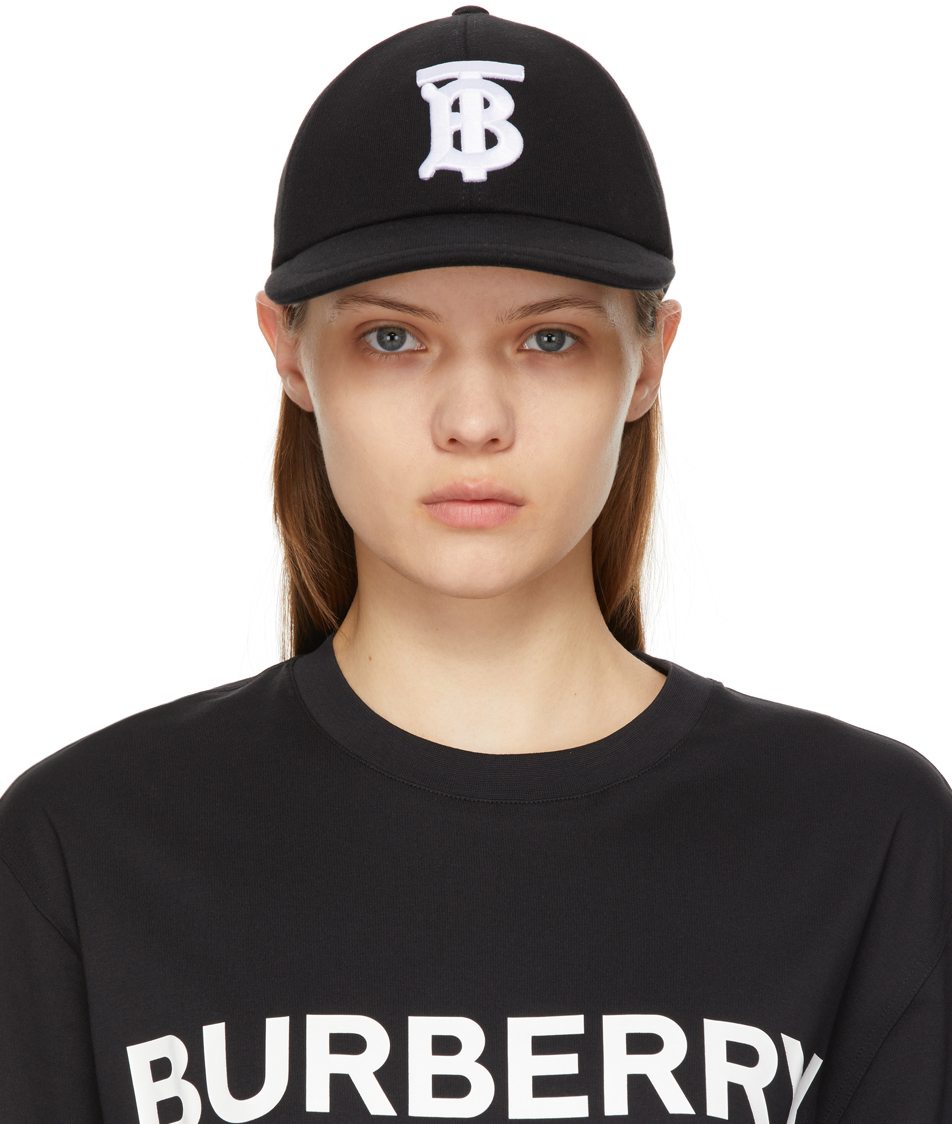 Black Cotton Jersey Monogram Baseball Cap