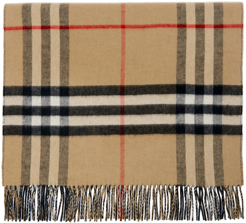 Burberry Beige & Black Cashmere Giant Check Scarf
