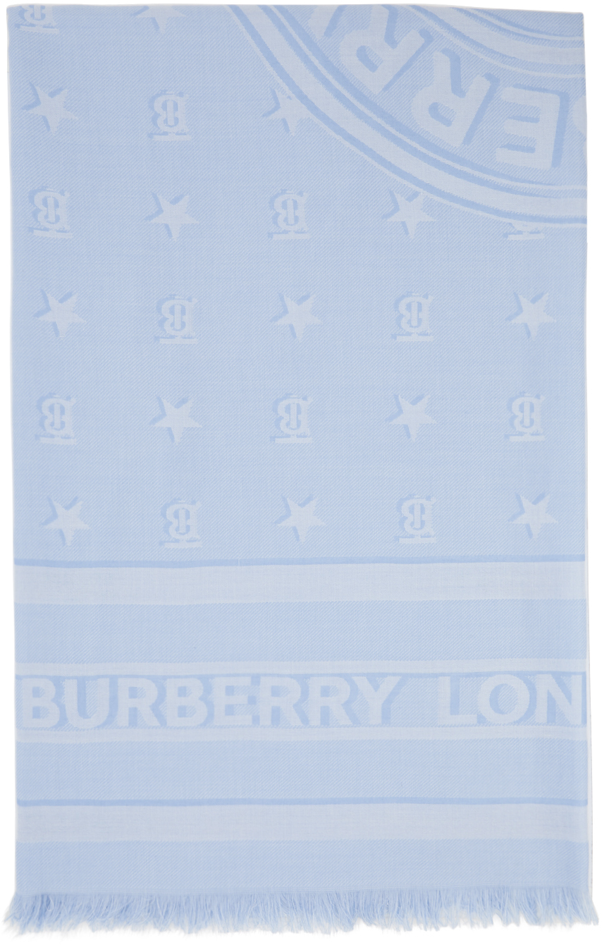 Burberry Blue Silk Monogram Scarf