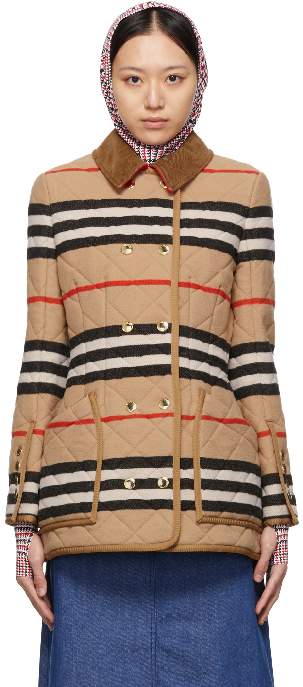 Burberry Beige Wool Quilted Upton Jacket