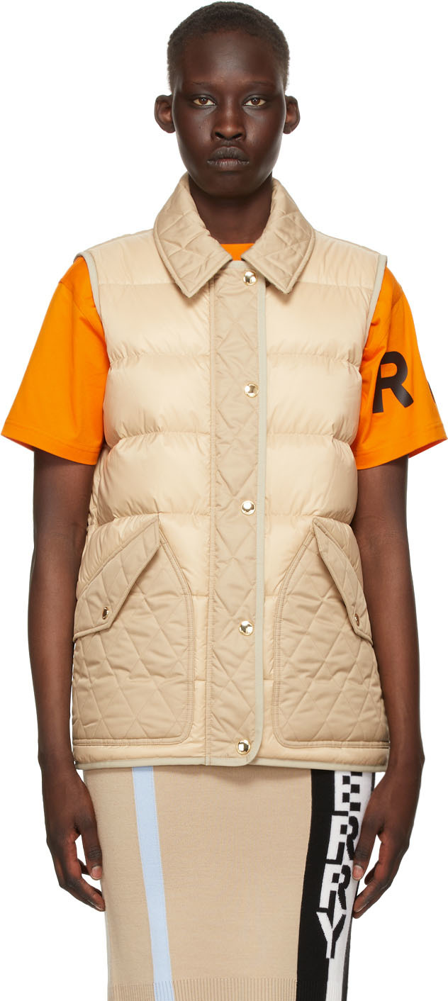 Burberry Beige Down Quilted Vest