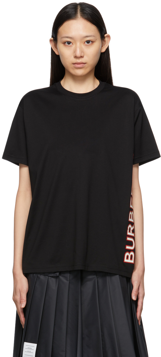 Burberry: Black Carrick Logo T-Shirt | SSENSE Canada