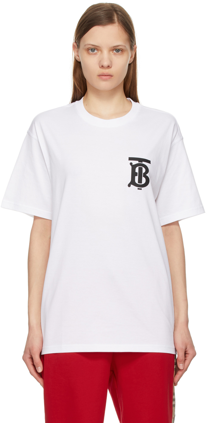 Burberry White Monogram Emerson T-Shirt